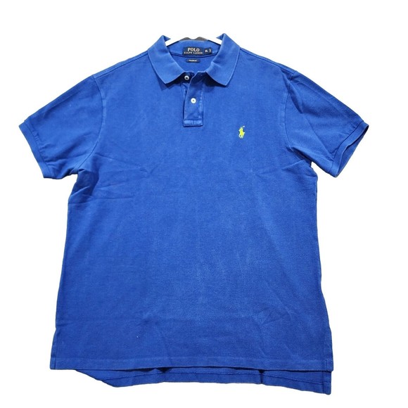 Polo Ralph Lauren Polo Shirt Mens XL Blue Solid Custom Fit 100% Cotton Vintage - Picture 6 of 16